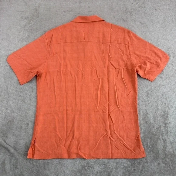 Vintage Tori Richard Hawaiian Camp Shirt in Orange Silk Jacquard Men Medium - Picture 4 of 6
